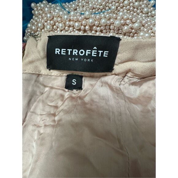 Retrofete Marin Faux Pearl-Embellished Crepe Mini Dress Pink Small $695 - Picture 13 of 13